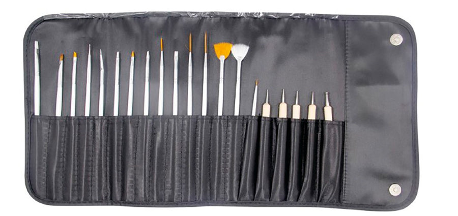 SET 15 NAIL ART BRUSHES + 5 DOUBLE-ENDED METALL BRUSHES_0