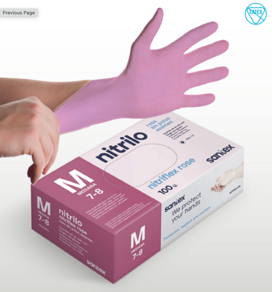Guants de nitril Nitriflex Rosa AQL 1,5 Talla S