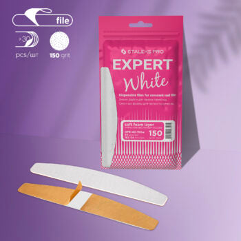 Limas blancas desechables para uñas en forma de media luna sobre una capa de espuma suave EXPERT 40, grano 150 (30 unidades)_0