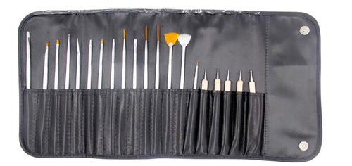 SET 15 NAIL ART BRUSHES + 5 DOUBLE-ENDED METALL BRUSHES_0